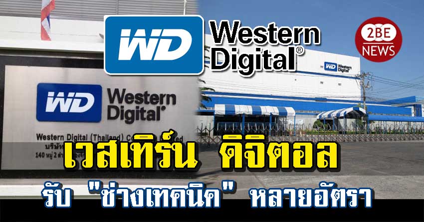 Western Digital เปิดรับสมัครงาน ตำแหน่ง "ช่างเทคนิค" หลายอัตรา ประจำโรงงาน บางปะอิน และ ปราจีนบุรี